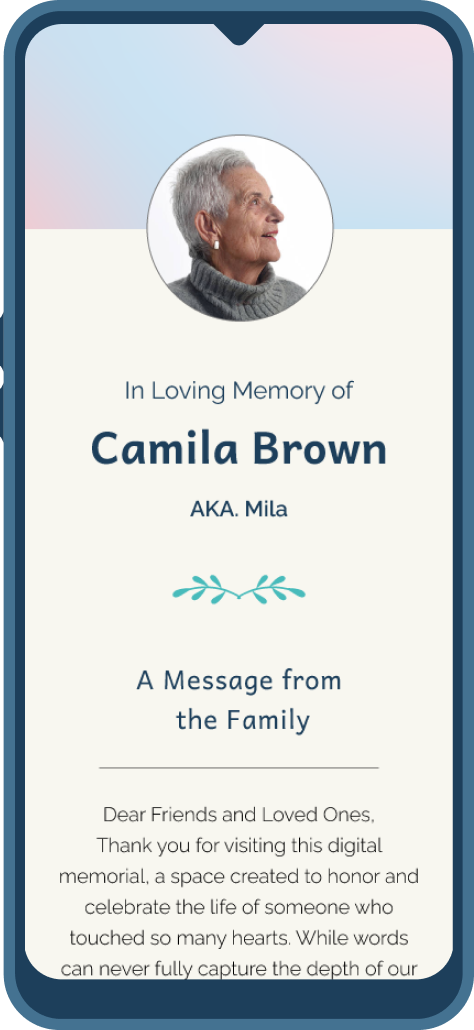 Memorial Mobile Phone Screenshot